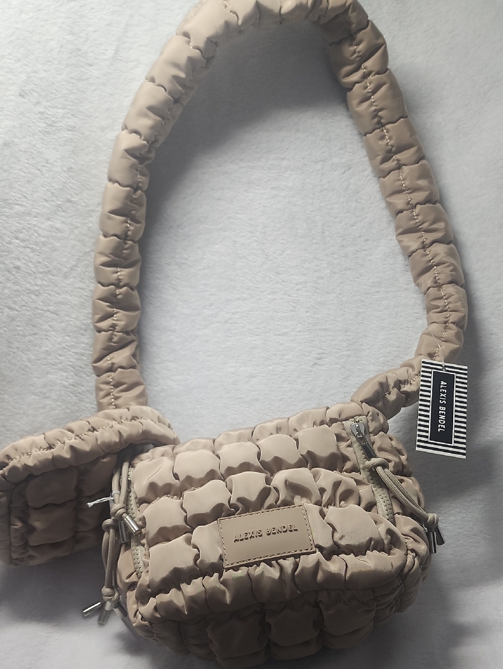 ALEXIS BENDEL Quilted Taupe Crossbody Bag